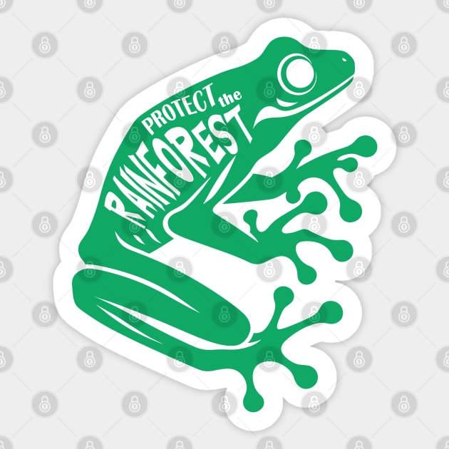 Green Dart frog - Protect the rainforest Sticker by PrintSoulDesigns